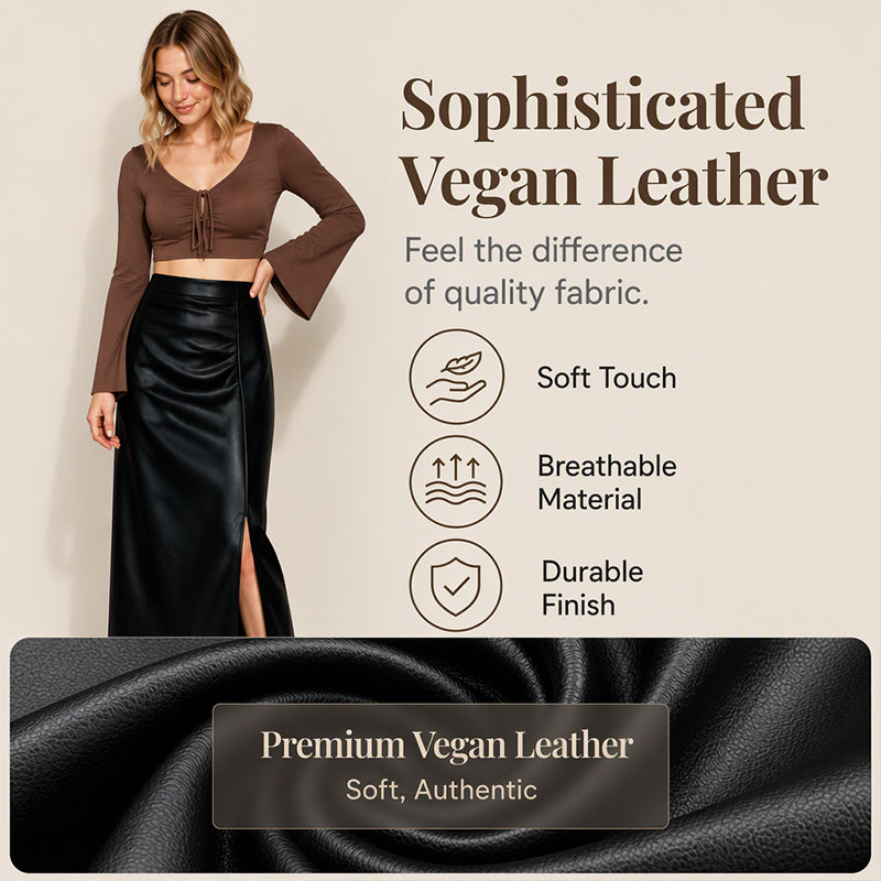 ✨ Edgy Elegance | Women’s Asymmetrical Side-Slit PU Skirt