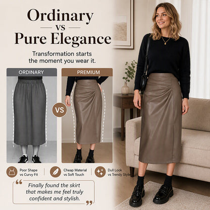 ✨ Edgy Elegance | Women’s Asymmetrical Side-Slit PU Skirt