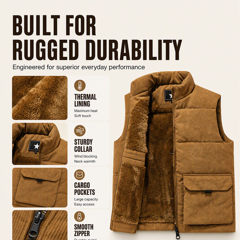 🔥 Rugged Warmth | Men’s Corduroy Padded Utility Vest
