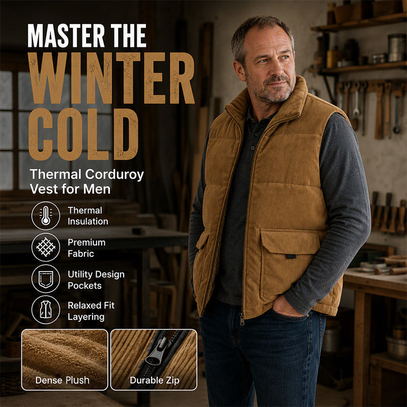 🔥 Rugged Warmth | Men’s Corduroy Padded Utility Vest