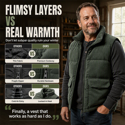 🔥 Rugged Warmth | Men’s Corduroy Padded Utility Vest