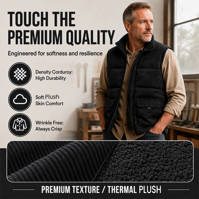 🔥 Rugged Warmth | Men’s Corduroy Padded Utility Vest