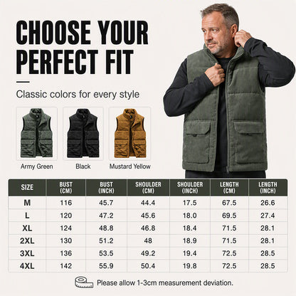 🔥 Rugged Warmth | Men’s Corduroy Padded Utility Vest