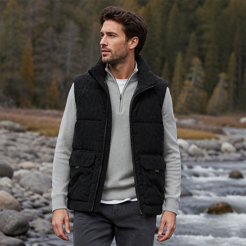 🔥 Rugged Warmth | Men’s Corduroy Padded Utility Vest
