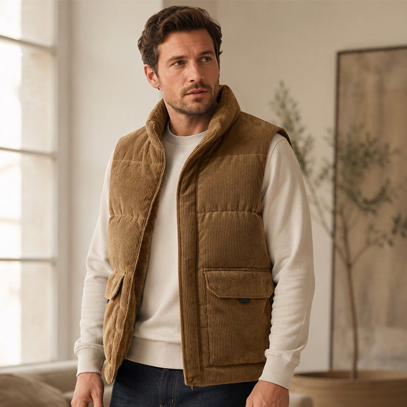 🔥 Rugged Warmth | Men’s Corduroy Padded Utility Vest