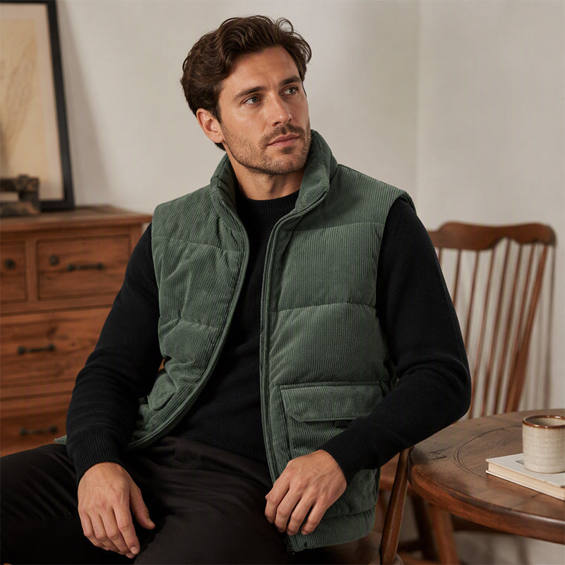 🔥 Rugged Warmth | Men’s Corduroy Padded Utility Vest