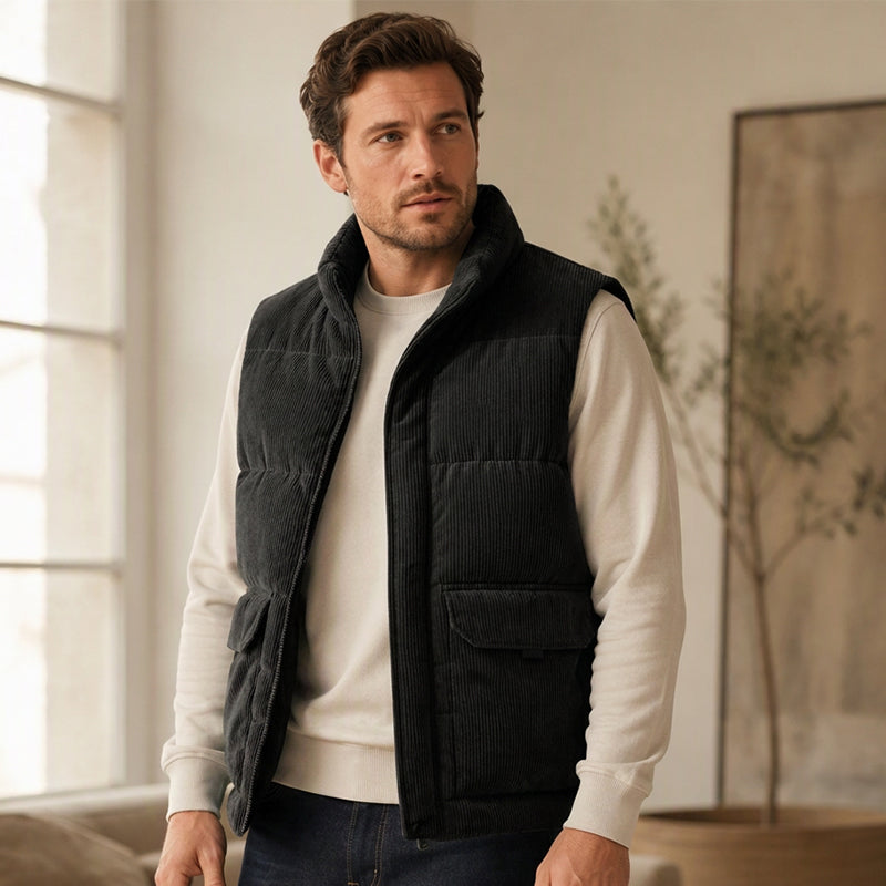 🔥 Rugged Warmth | Men’s Corduroy Padded Utility Vest
