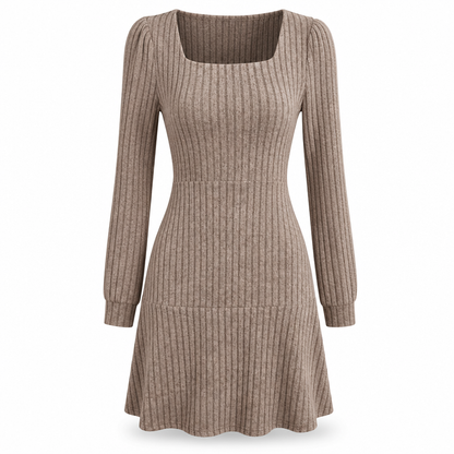 ✨ Easy Feminine Style | Women’s Square-Neck Ribbed Babydoll Dress with Pockets