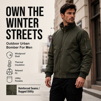 🔥 Rugged Comfort | Men’s Loose Plush-Lined Bomber Jacket