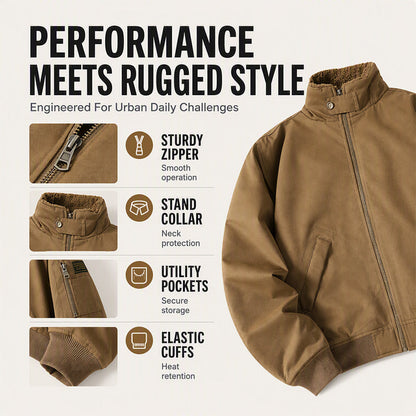 🔥 Rugged Comfort | Men’s Loose Plush-Lined Bomber Jacket