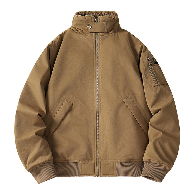 🔥 Rugged Comfort | Men’s Loose Plush-Lined Bomber Jacket