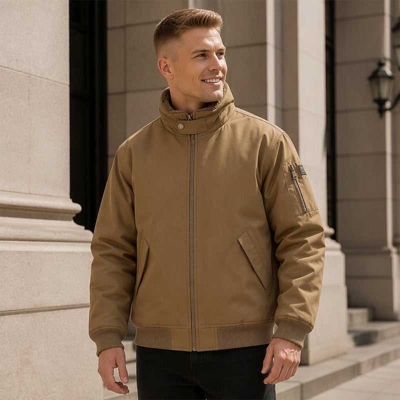 🔥 Rugged Comfort | Men’s Loose Plush-Lined Bomber Jacket
