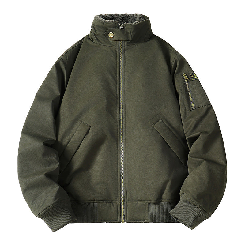 🔥 Rugged Comfort | Men’s Loose Plush-Lined Bomber Jacket