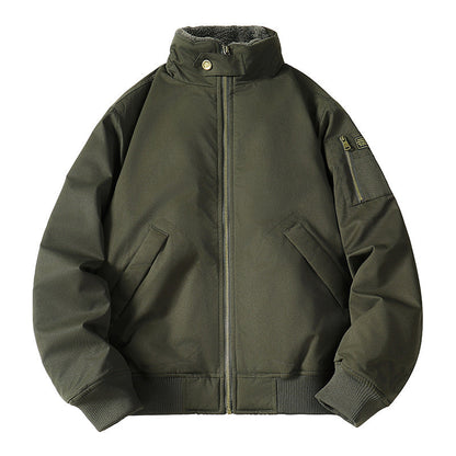 🔥 Rugged Comfort | Men’s Loose Plush-Lined Bomber Jacket