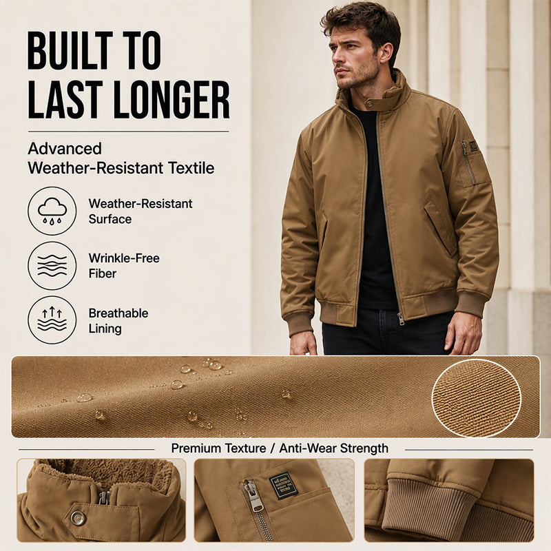 🔥 Rugged Comfort | Men’s Loose Plush-Lined Bomber Jacket