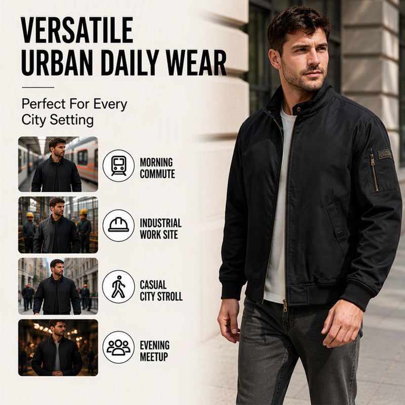 🔥 Rugged Comfort | Men’s Loose Plush-Lined Bomber Jacket