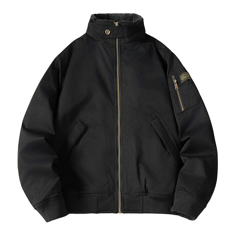 🔥 Rugged Comfort | Men’s Loose Plush-Lined Bomber Jacket