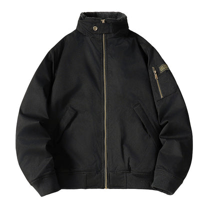 🔥 Rugged Comfort | Men’s Loose Plush-Lined Bomber Jacket