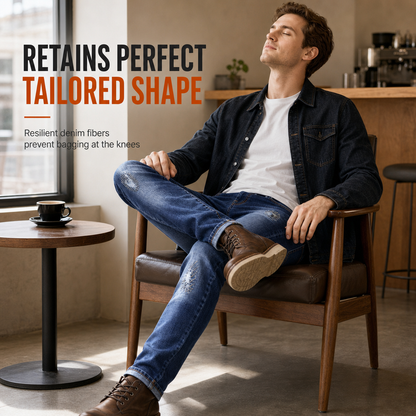👖 Rugged Stretch | Men’s Slim-Fit Ripped Denim Jeans