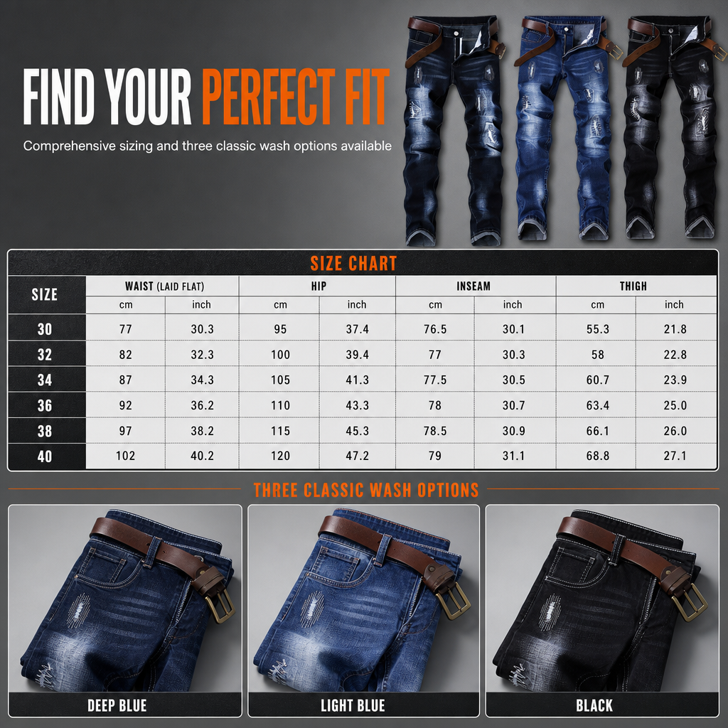 👖 Rugged Stretch | Men’s Slim-Fit Ripped Denim Jeans