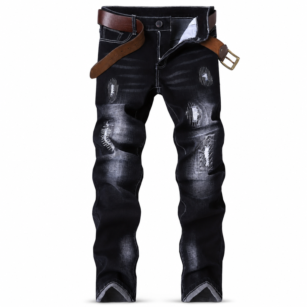 👖 Rugged Stretch | Men’s Slim-Fit Ripped Denim Jeans