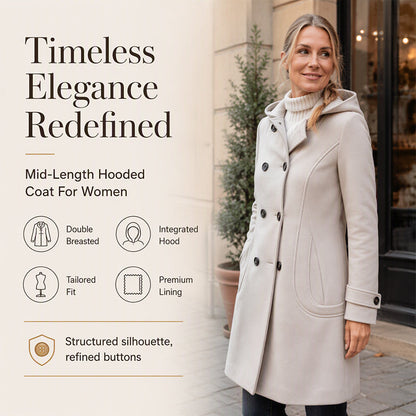 🧥 Classic Tailoring Meets Easy Coverage | Women’s Double-Breasted Hooded Pea Coat