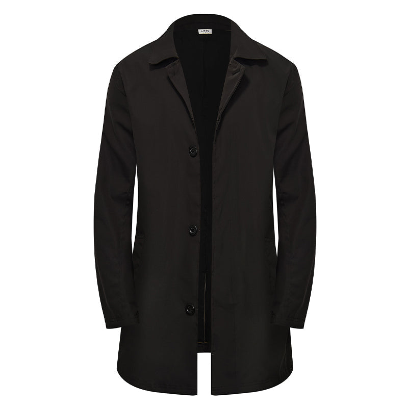 ✨Men's Minimalist Single-Breasted Mid-Length Coat – Clean Lines, Modern Fit, Everyday Elegance