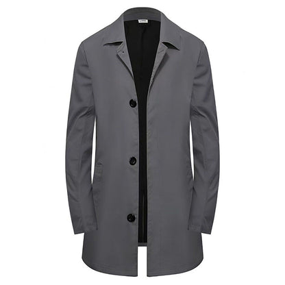 ✨Men's Minimalist Single-Breasted Mid-Length Coat – Clean Lines, Modern Fit, Everyday Elegance