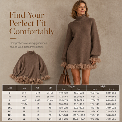 ✨ Feminine Knit Detail | Women’s Oversized Mock Neck Sweater Dress