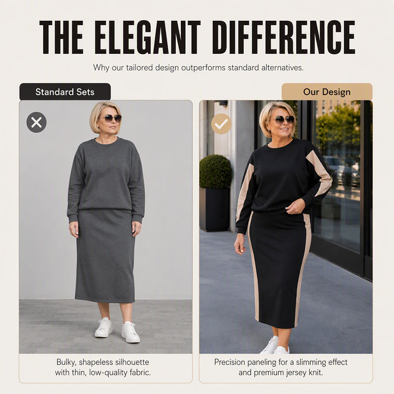 ✨ Polished Two-Piece Style | Women’s Color-Block Knit Set