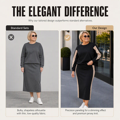 ✨ Polished Two-Piece Style | Women’s Color-Block Knit Set