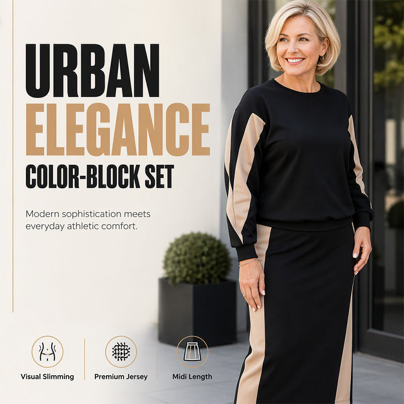 ✨ Polished Two-Piece Style | Women’s Color-Block Knit Set