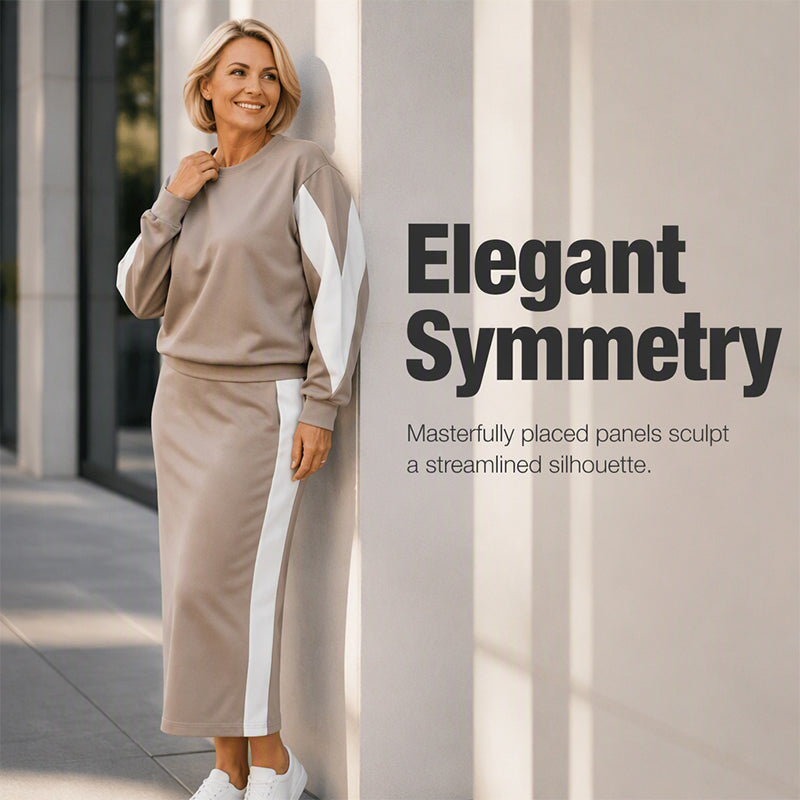✨ Polished Two-Piece Style | Women’s Color-Block Knit Set