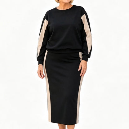 ✨ Polished Two-Piece Style | Women’s Color-Block Knit Set