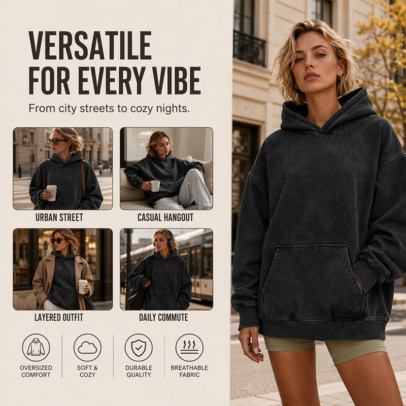 ⌛Limited-Time Offer-Unisex Casual Oversized Acid Wash Hoodie