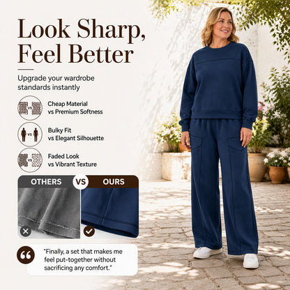 Women's Casual Sweatshirt & Wide-Leg Pants Set