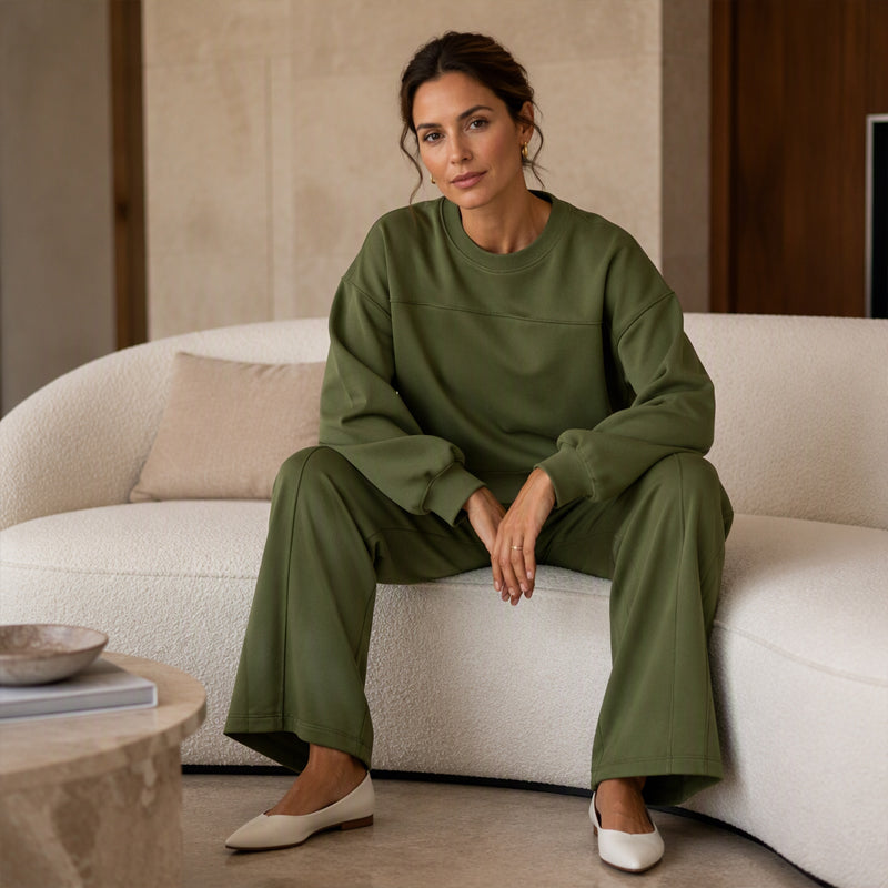 Women's Casual Sweatshirt & Wide-Leg Pants Set