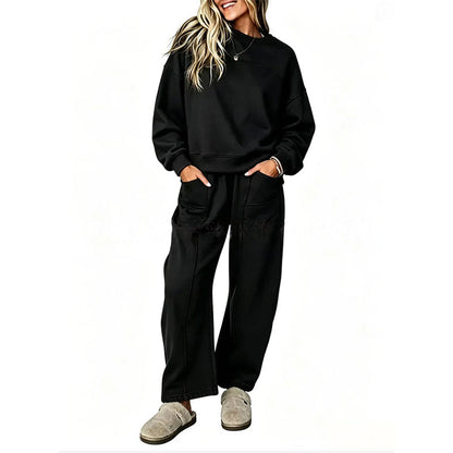 Women's Casual Sweatshirt & Wide-Leg Pants Set