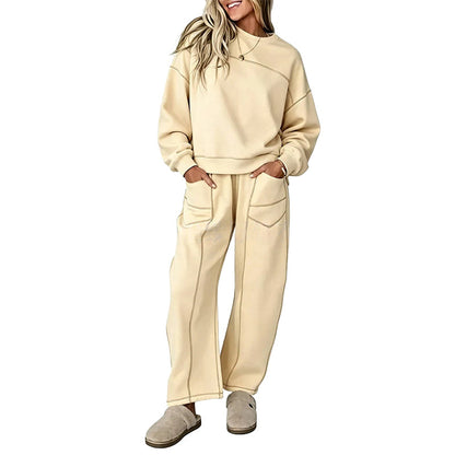 Women's Casual Sweatshirt & Wide-Leg Pants Set