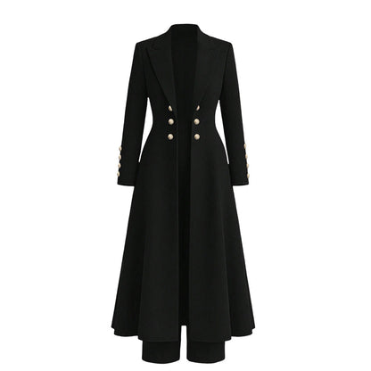 ✨ Women's Double-Breasted Long Knit Coat & Straight-Leg Pants Set – Flattering Tailored Silhouette, Chic Gold-Tone Buttons & Sophisticated Style for Effortless Fall & Winter Outfits! 💕