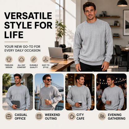 ⏰ Seasonal changeover sale: 50% off – quality at half the price! ✨Men's Cable Knit Crewneck Sweatshirt