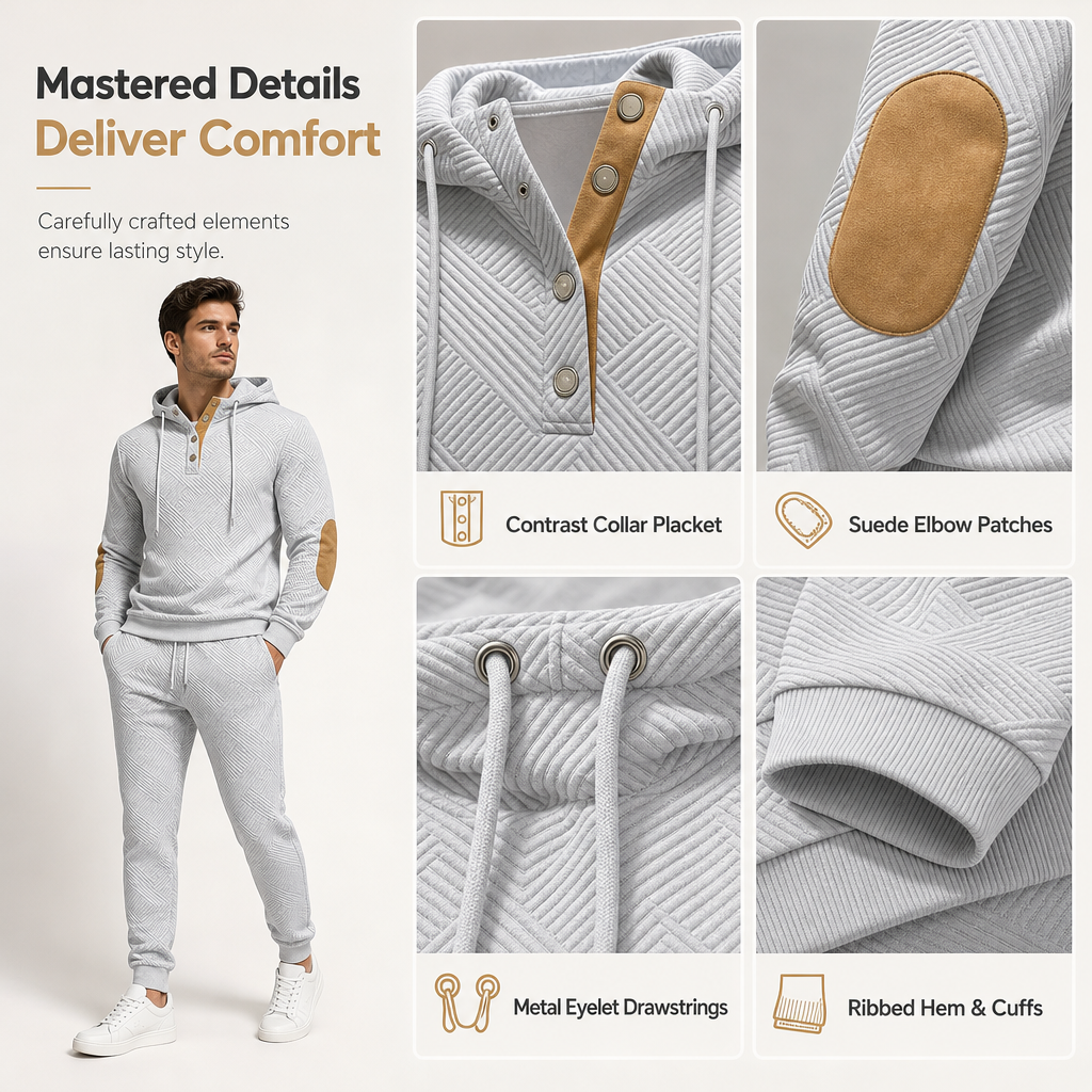 🖤Black Friday Sale:50% OFF🖤 🧥 Men's 2 Piece Hoodie Set – Premium Jacquard Knit, Breathable & Always Cool