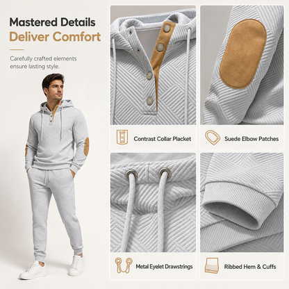 🖤Black Friday Sale:50% OFF🖤 🧥 Men's 2 Piece Hoodie Set – Premium Jacquard Knit, Breathable & Always Cool