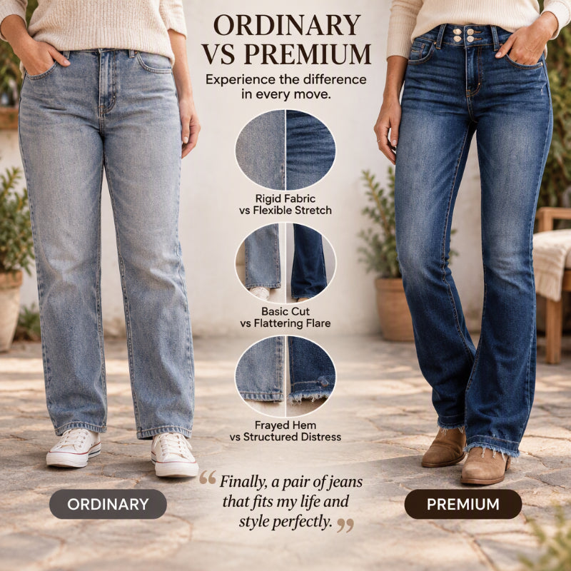 Women's Double-Button High-Waisted Bootcut Jeans
