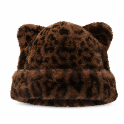 🐱Women Fluffy Faux Mink Fur Beanie Hat with Cute Bear Ears Warm Winter Cold Weather Pullover Cap🧢