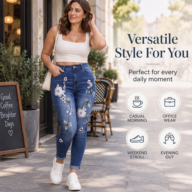 🌺 Women's Stretchy Floral Embroidered Skinny Jeans