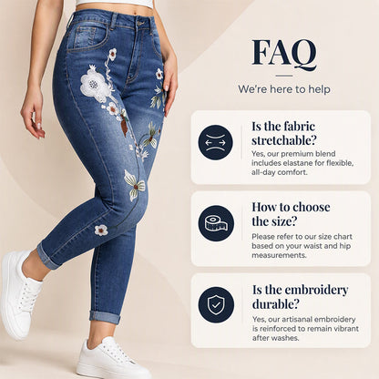 🌺 Women's Stretchy Floral Embroidered Skinny Jeans