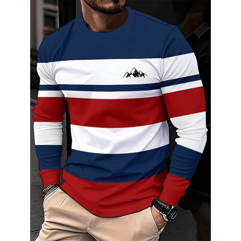 👕 Timeless Pattern, Easy Everyday Comfort | Men's Striped Crewneck Long Sleeve Top