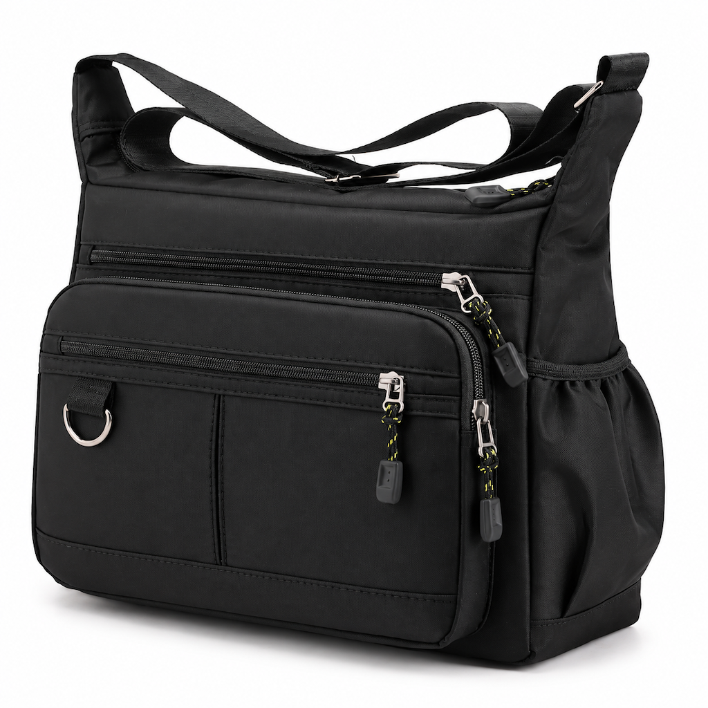 Men's Large Capacity Crossbody Bag Durable Multi Pocket Business Casual Shoulder Bag