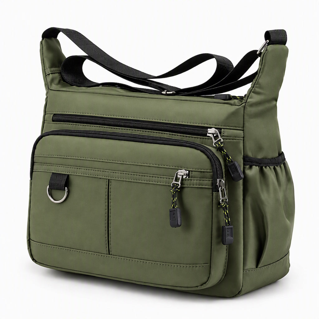 Men's Large Capacity Crossbody Bag Durable Multi Pocket Business Casual Shoulder Bag